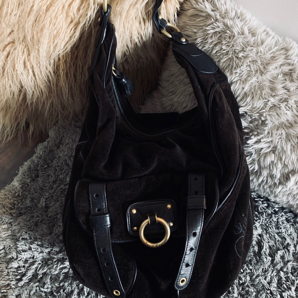 Authentic Juicy Couture Black Velvet Large Hobo